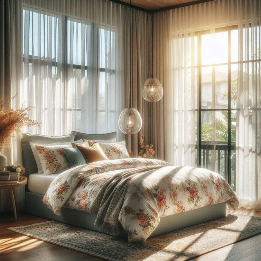 Đặt giường ngủ dưới cửa sổ có thể khiến bạn chịu ảnh hưởng của gió và ánh sáng từ bên ngoài, làm ảnh hưởng đến giấc ngủ.