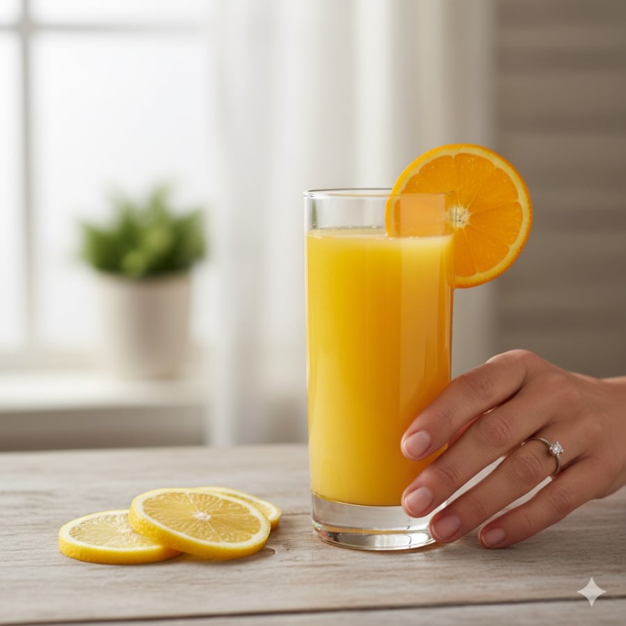 Uống nước cam, chanh tươi mỗi ngày giúp tăng sản sinh collagen, duy trì làn da sáng khỏe và săn chắc.